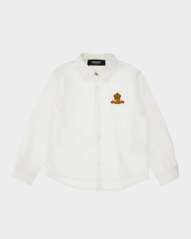 FORMAL SHIRT OXFORD COTTON POPELINE - BAROCCO CROWN KIDS EMBROIDERY